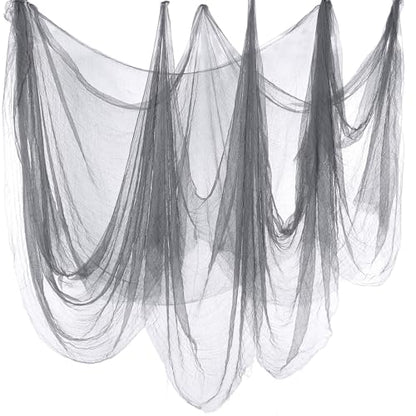 Halloween Cheese cloth 27.56 x 590.55 Inch Gray Cheesecloth Roll for Crafts Large Cotton Muslin Gauze Fabric for Halloween Outdoor & Indoor Spooky Decoration