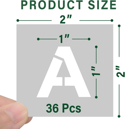 WISYOK 1 Inch 36 Pcs Letter Stencils and Numbers, Reusable Plastic Alphabet Art Craft Templates for Wood, Wall, Fabric, Rock, Signage,Cake,DIY