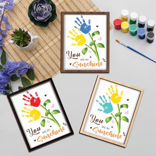 Personalized Handprint Wooden Sign You Are My Sunshine Frame with Paint