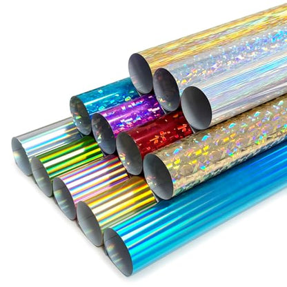 Sheet Metallic Foil Heat Transfer Vinyl 12Inch*10Inch*12pcs Bundle Chrome HTV Vibrant Colors for Stunning T (12 Count)