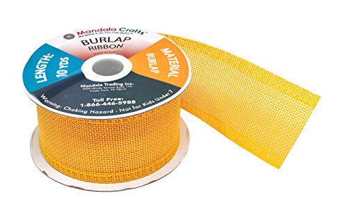 2 Inch Wide Yellow Burlap Ribbon for Crafts (60 Foot)