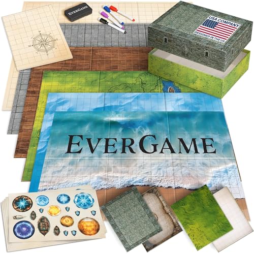 10 DnD Game Mats + Battle Arenas + Stickers + Markers (10 Count)