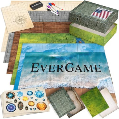 10 DnD Game Mats + Battle Arenas + Stickers + Markers (10 Count)