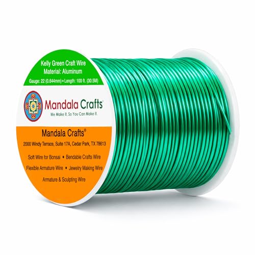 22 Gauge Kelly Green Anodized Aluminum Craft Wire (100 Foot)