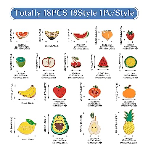 Beadthoven 17pcs Fruits Enamel Brooch Pins Set Cute Cartoon Food Lapel Pins Watermelon Strawberry Orange Lemon Avocado Pins Lapel Badge Button Pins Jewelry for Backpack Cloths Hats Jacket Decoration (17 Count)