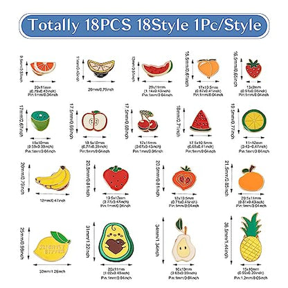 Beadthoven 17pcs Fruits Enamel Brooch Pins Set Cute Cartoon Food Lapel Pins Watermelon Strawberry Orange Lemon Avocado Pins Lapel Badge Button Pins Jewelry for Backpack Cloths Hats Jacket Decoration (17 Count)