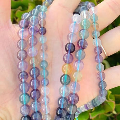 45pcs Adabele Natural Grade A Purple Fluorite Crystal Gemstone 8mm Round Beads (47 Count)