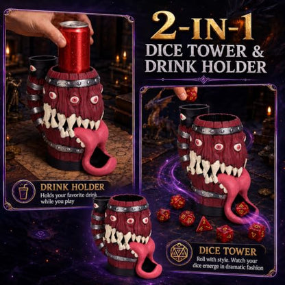 Dice Tower Mug DND Dice Rolling Tower with 7 PCS Dice Set