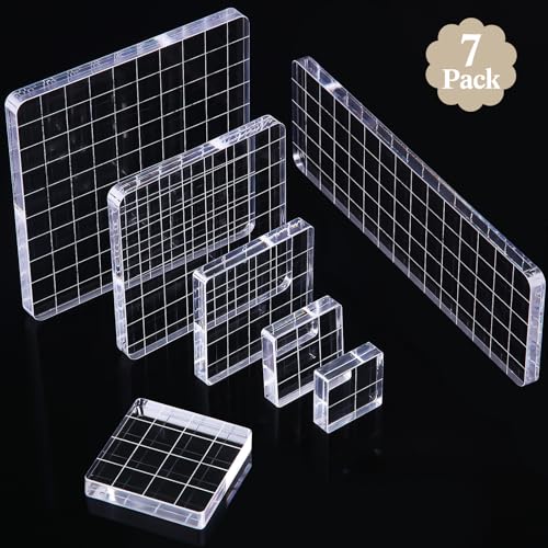 7 Pcs Acrylic Stamp Blocks Set with Grid Lines