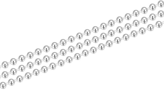 Adabele 5 Feet Authentic 925 Sterling Silver Unfinished Ball Bead Chain Link 2mm Bulk Hypoallergenic Nickel Free for DIY Craft Jewelry Making SSK-C3