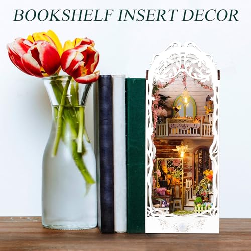 DIY Book Nook Miniature Kit with Sensor Light & Dust Proof for Teens Adults