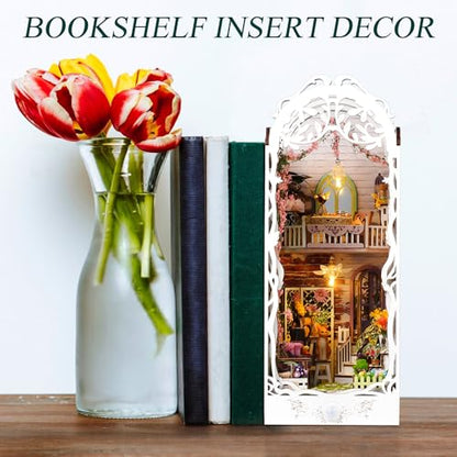 DIY Book Nook Miniature Kit with Sensor Light & Dust Proof for Teens Adults
