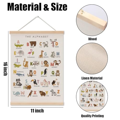Cute Animal Number Chart Alphabet Poster Hanger