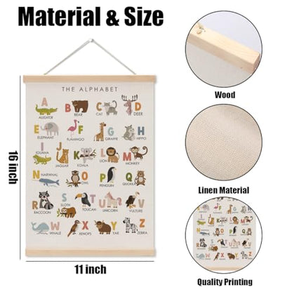 Cute Animal Number Chart Alphabet Poster Hanger