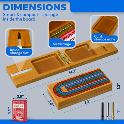 Cribbage Board Game Set with Storage