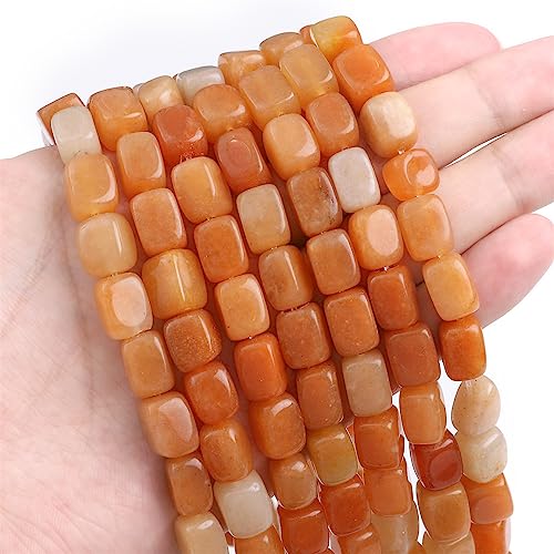 Natural Red Aventurine Cuboid Stone Loose Semi Gemstone Beads for Jewelry Making 8mmx12mm 38cm (33 Count)