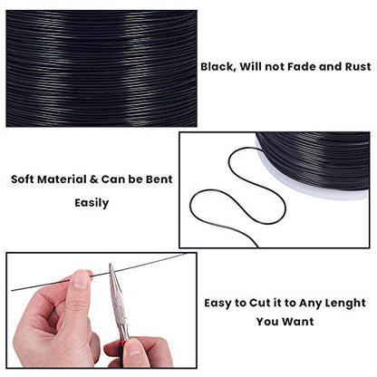 20 Gauge 770FT Black Aluminum Wire Anodized Jewelry Craft Making Beading Floist Wire Colored Aluminum Garden Craft Wires for Model Craft Decoration (770 Foot)