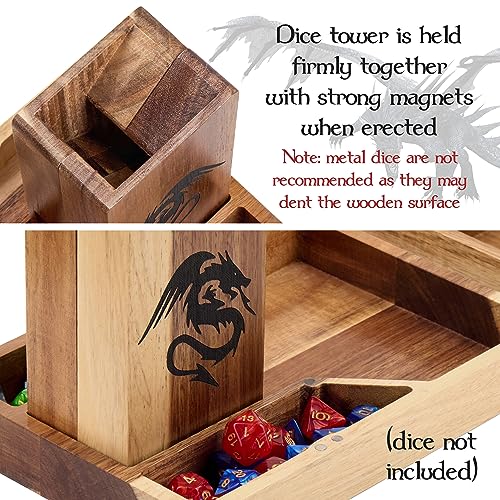 Wooden Magnetic Dice Tower with Tray