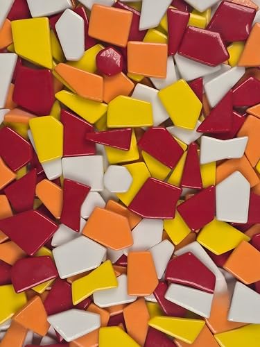 Irregular Glass Mosaic Tiles Bulk 500g Glossy and Iridescent Mosaic Glass Tiles for DIY Projects and Arts and Crafts Solid Colors and Mixes (263 Count)