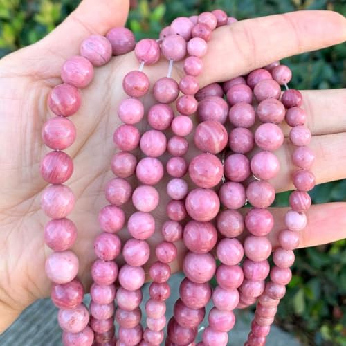 70pcs Adabele Natural Grade A Pink Rhodonite Gemstone 10mm Round Beads (72 Count)