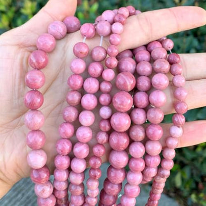 90pcs Adabele Natural Grade A Pink Rhodonite Gemstone 8mm Round Beads (88 Count)