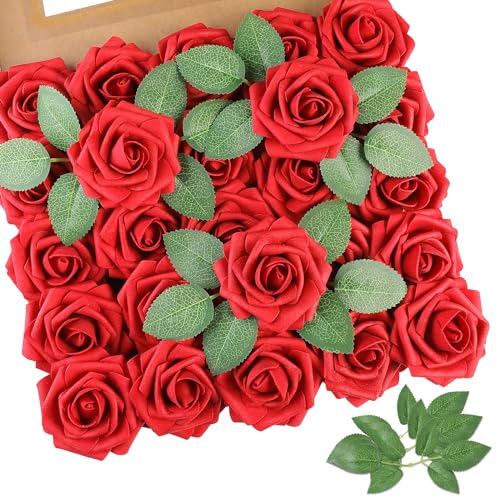 Red Rose 50pcs Real Looking Artificial Flowers w