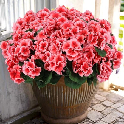 12 Pcs Artificial Geranium Flowers for Outdoors Geranium Silk Flowers Outdoor UV Resistant Garden Plants Faux Flowers for Home Kitchen Table Centerpieces Decor