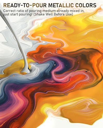 8 Colors 33.8 oz Large Bulk Metallic Acrylic Pouring Paint Kit (272.4 Fl Oz)