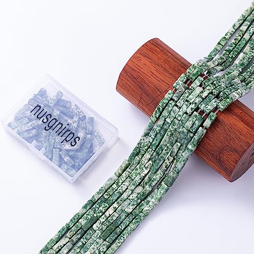 Natural African Jade Rectangle Tube Beads 4x13mm 38cm (28 Count)