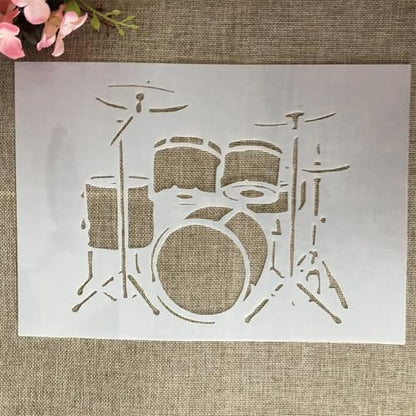 A4 Reusable Musical Instrument Band Drum Stencil for Painting