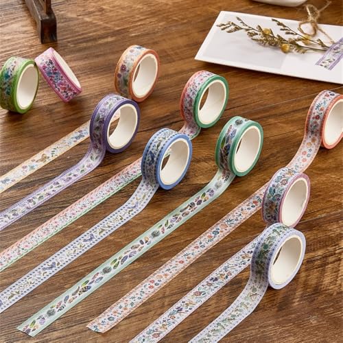 Washi Tape 10 Rolls Embroidery Patterns Decorative Paper Sticker (10 Count)