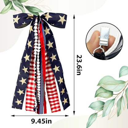 Large Patriotic Star Ribbon Bow for Wreath