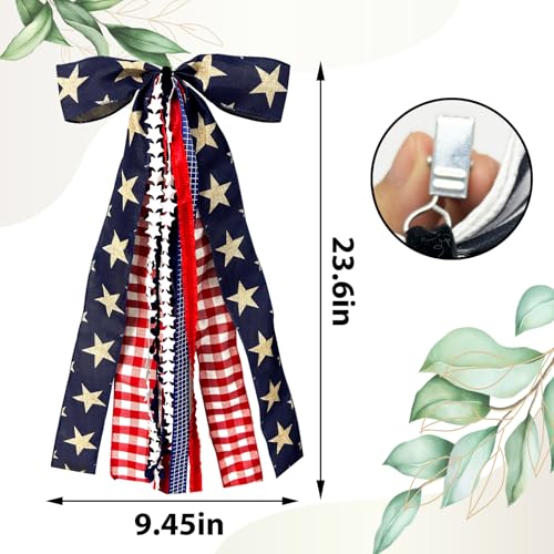 Large Patriotic Star Ribbon Bow for Wreath