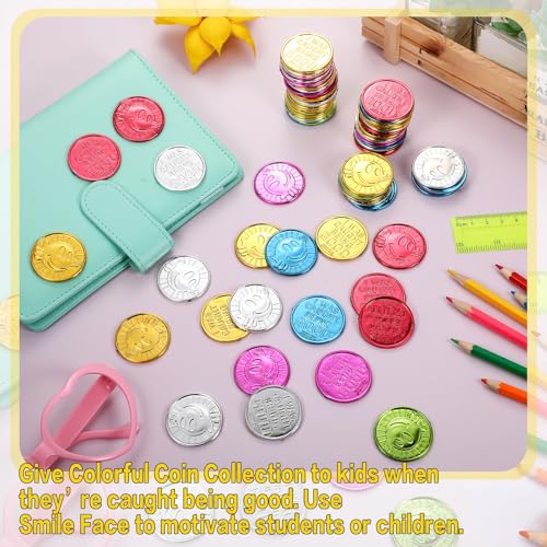 1000 Pcs Caught Being Good Coins for Classroom Behavior Tokens Incentives and Teacher Handout Rewards Colored Pretend Coin Carnival Halloween Party Counting (1000 Count)