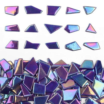 Iridescent Cobalt Blue Glass Mosaic Tiles for Crafs Bulk (7.05 Ounce)