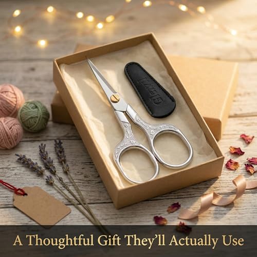 Silver Stainless Steel Scissors with Leather Cover