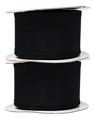 2 Inch Wide Black Burlap Ribbon for Crafts (60 Foot)