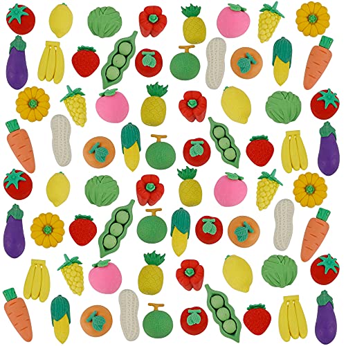 72 Pcs Assorted Fruit Pencil Erasers Toy Set (72 Count)