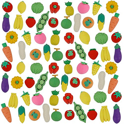 72 Pcs Assorted Fruit Pencil Erasers Toy Set (72 Count)