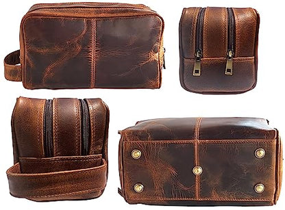 Leather Travel Toiletry Bag for Men