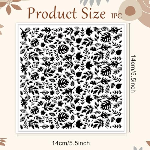 Autumn Leaves Pattern Polymer Clay Texture Sheet Plants and Maple Leaves Silicone Texture Mat for Polymer Clay Making Earrings Jewelry DIY Crafts 5.5 × 5.5 Inch