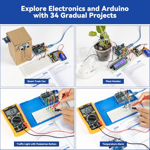 Inventor Lab Starter Kit with Original Arduino Uno R3 REV3 Multimeter 34 Projects 40+Video Courses RAB Breadboard Holder