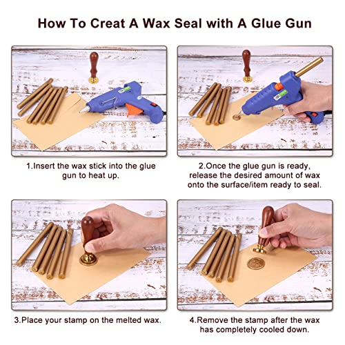15Pcs Antique Gold Glue Gun Sealing Wax Sticks for Wax Seal Stamp (15 Count)