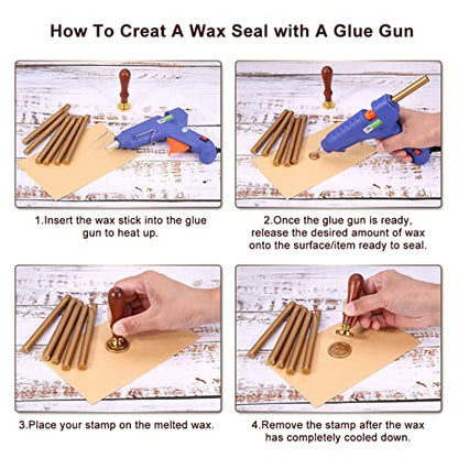15Pcs Antique Gold Glue Gun Sealing Wax Sticks for Wax Seal Stamp (15 Count)