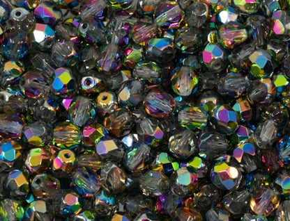 50 pcs Faceted Fire Polished Pressed Czech Glass Beads 6mm (50 Count)