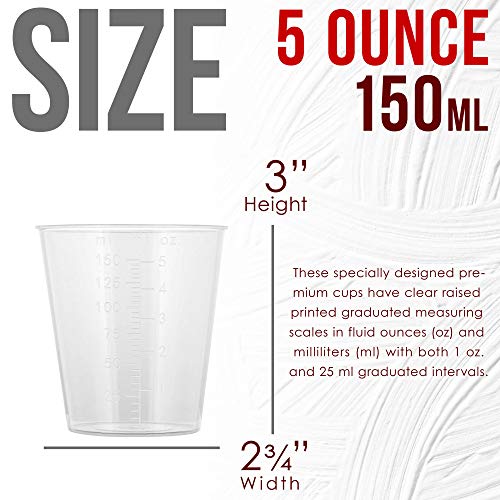 5 Oz (150 ml) Liquid Measuring Cups,100 Pack with 25 Sticks