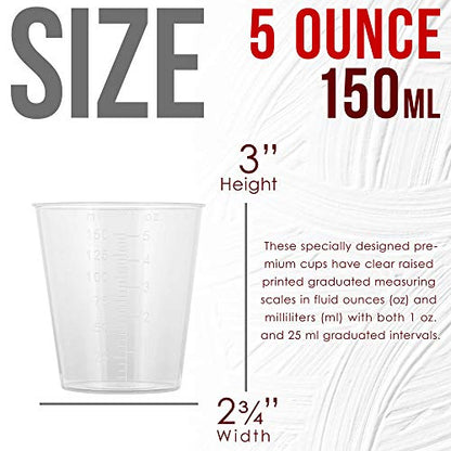 5 Oz (150 ml) Liquid Measuring Cups,100 Pack with 25 Sticks