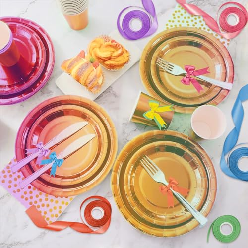 1-1/2 Inch Single-Faced Rainbow Satin Ribbons for Crafts Gift Wrapping Wedding | 6 Rolls Assorted Ribbons for Flower Bouquet Invitations Bridal Shower Hair Bow Garland Party Decor