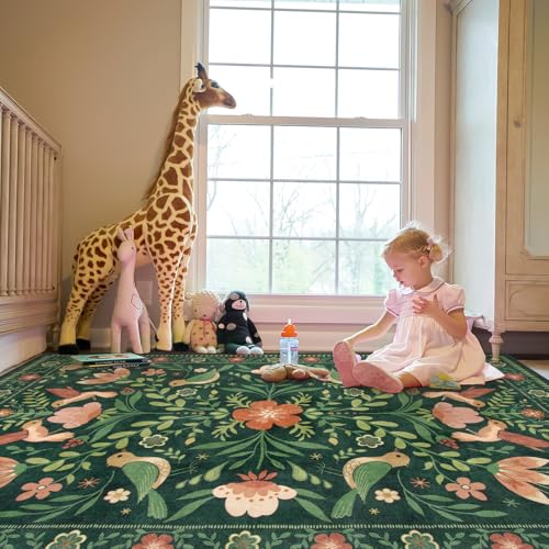 Green Boho 8x10 Area Rugs for Living Room (80 Sq Ft)