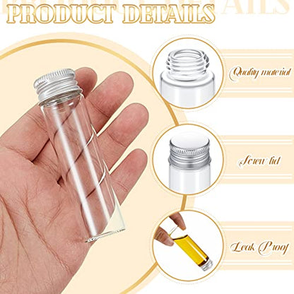 100 Pcs Small Clear Vials Spice Mini Jars with Lids Mini Glass Bottles with Screw Aluminum Metal Caps Tiny Jars Sample Containers for Powder Cream Cosmetic Jewelry Wedding (100 Count)